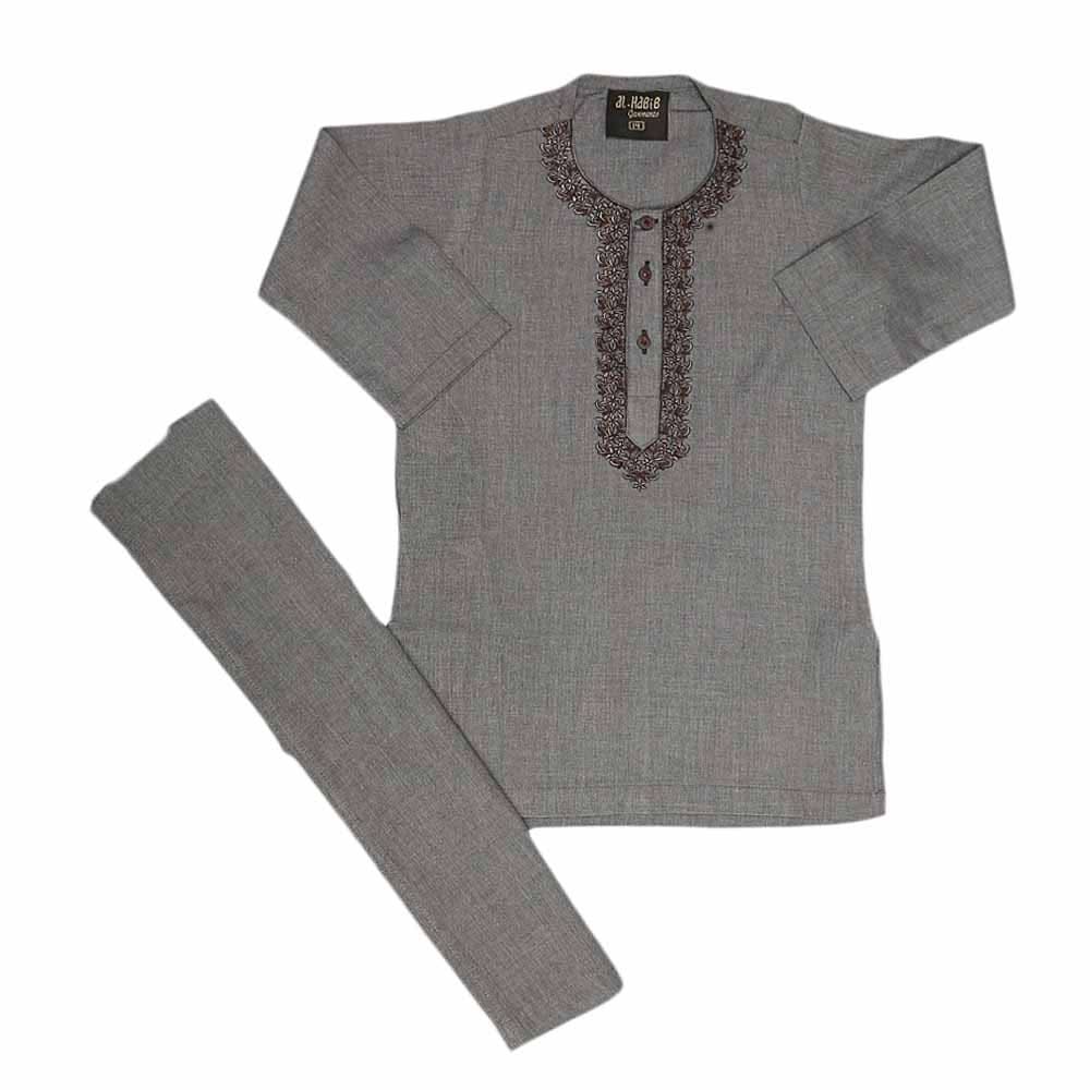 Boys Embroidered Shalwar Suit - Grey, Kids, Boys Shalwar Kameez, Chase Value, Chase Value