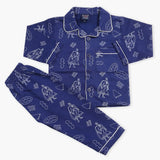 Boys Full Sleeves Night Suit - Navy Blue, Boys Sets & Suits, Chase Value, Chase Value