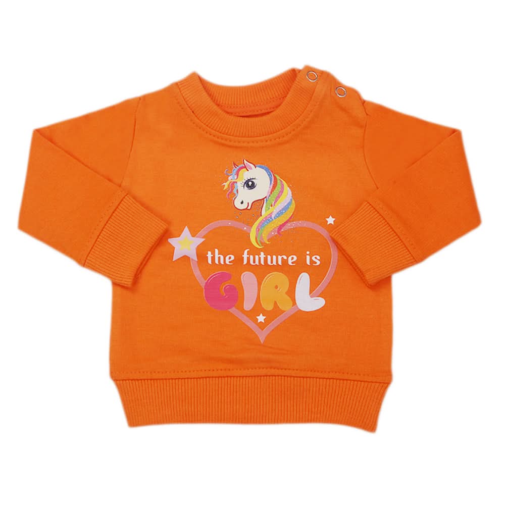 Newborn Girls Terry T-Shirt - Orange, Kids, New Born Girls T-Shirts, Chase Value, Chase Value