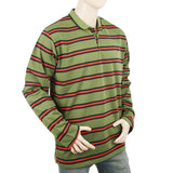 Men's Full Sleeves Yarn Dyed Polo T-Shirt - Green, Men, T-Shirts And Polos, Chase Value, Chase Value