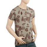 Men's Half Sleeves Round Neck T-Shirt - Brown, Men, T-Shirts And Polos, Chase Value, Chase Value