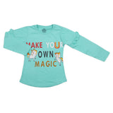 Girls Full Sleeves Jersey T-Shirt - Sea Green, Kids, Girls T-Shirts, Chase Value, Chase Value