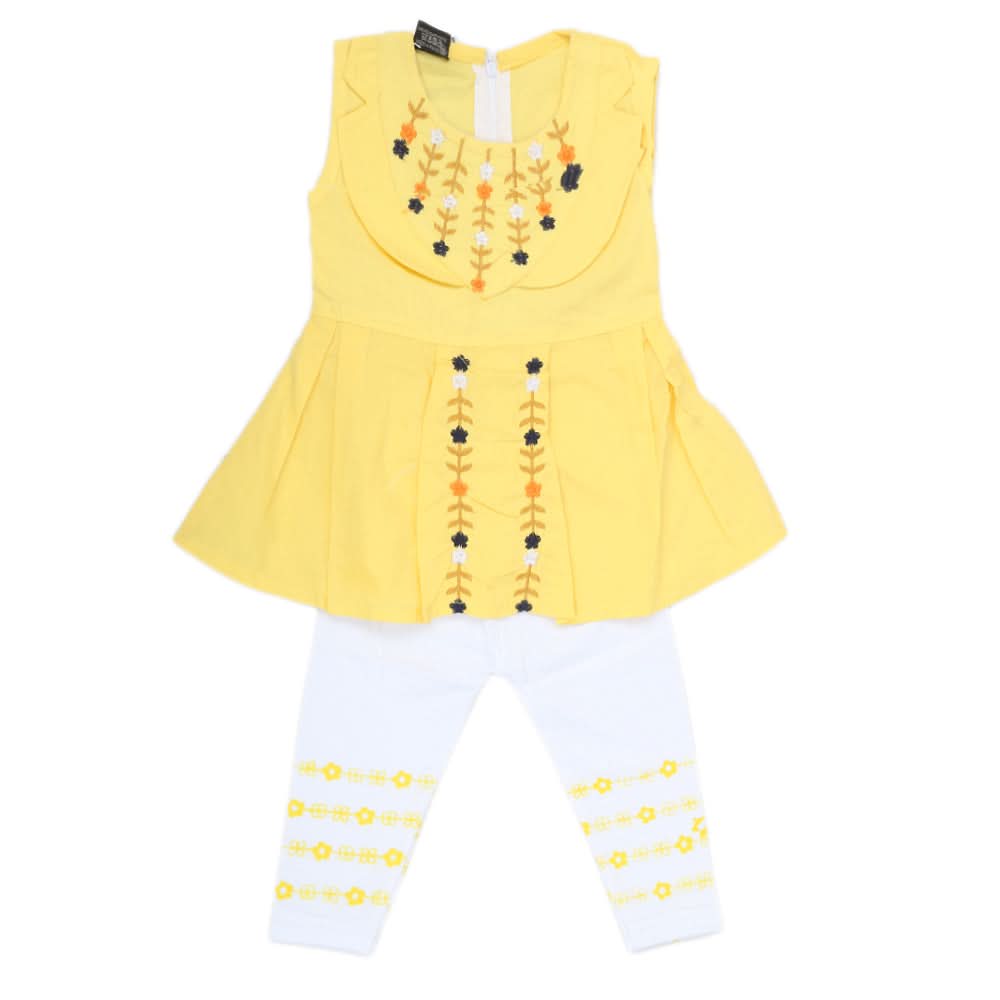 Girls Half Sleeves Tights Suit - Yellow, Kids, Girls Sets And Suits, Chase Value, Chase Value