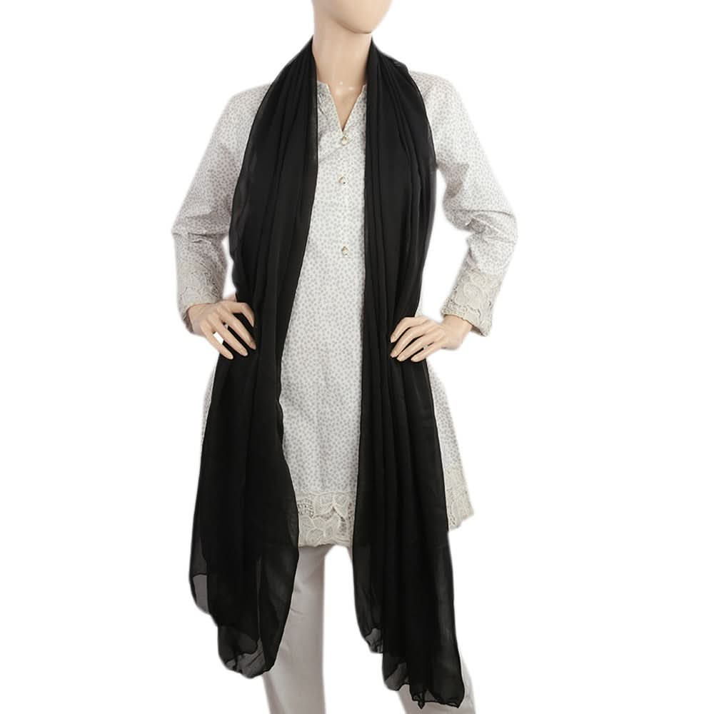 Women's Plain Chiffon Dupatta - Black, Women Dupatta, Chase Value, Chase Value
