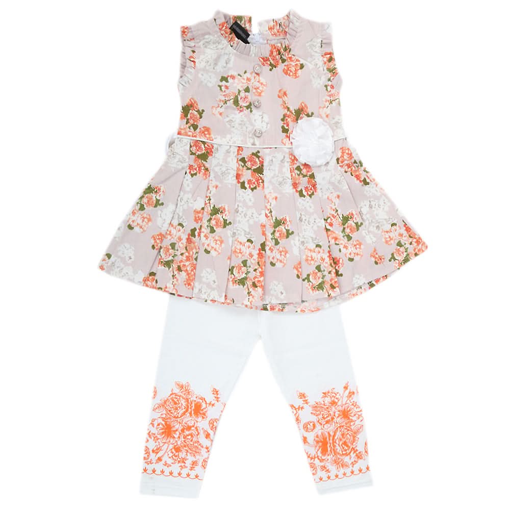 Girls Half Sleeves Tights Suit - Tea Pink, Kids, Girls Sets And Suits, Chase Value, Chase Value