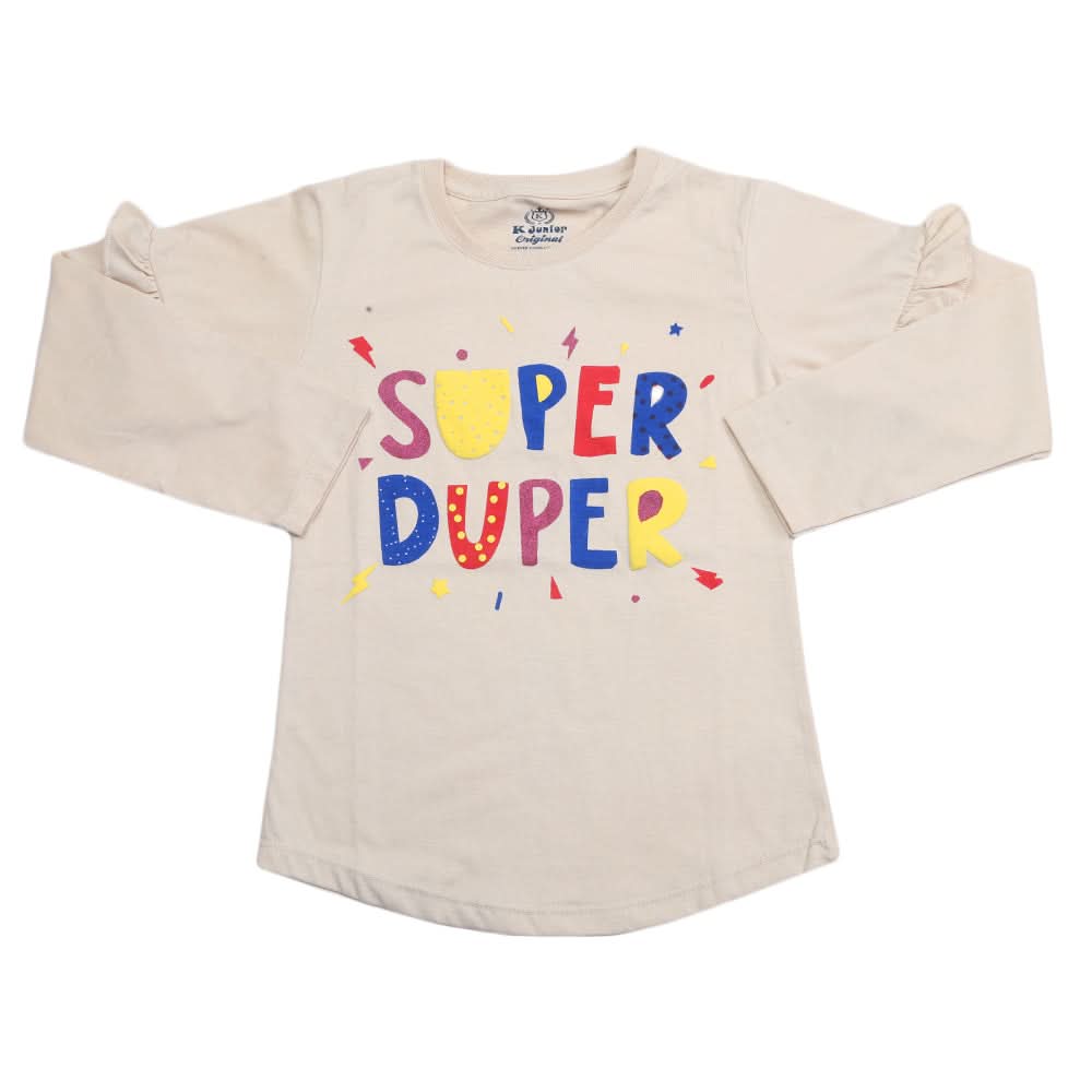 Girls Full Sleeves Jersey T-Shirt - Fawn, Kids, Girls T-Shirts, Chase Value, Chase Value
