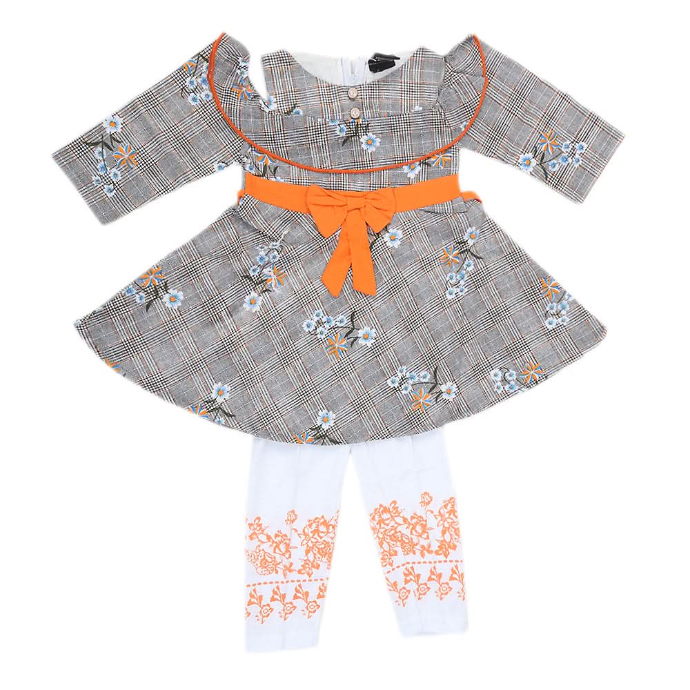 Girls Half Sleeves Tights Suit - Grey, Kids, Girls Sets And Suits, Chase Value, Chase Value
