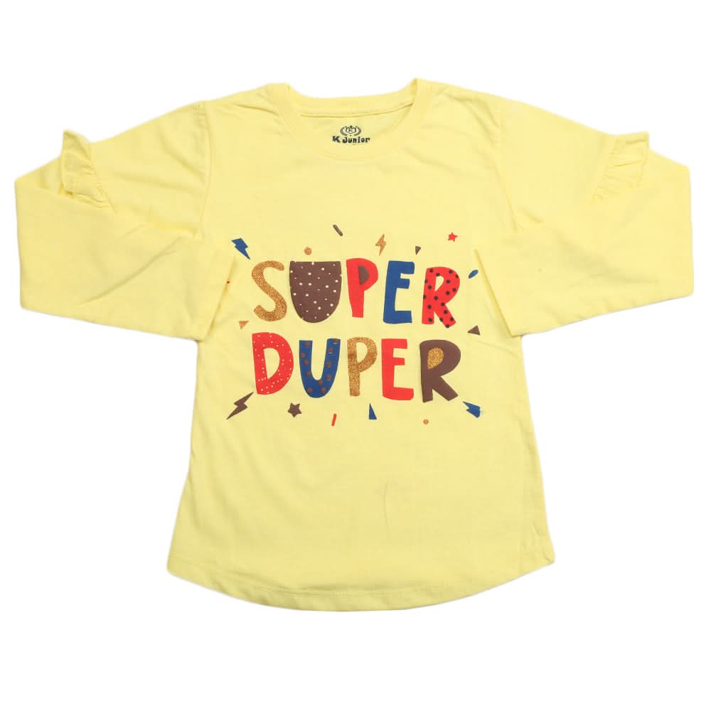 Girls Full Sleeves Jersey T-Shirt - Yellow, Kids, Girls T-Shirts, Chase Value, Chase Value