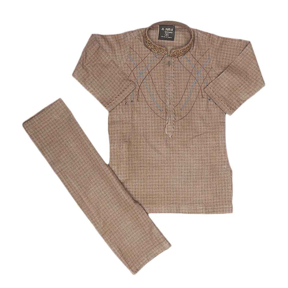Boys Embroidered Shalwar Suit - Brown, Kids, Boys Shalwar Kameez, Chase Value, Chase Value