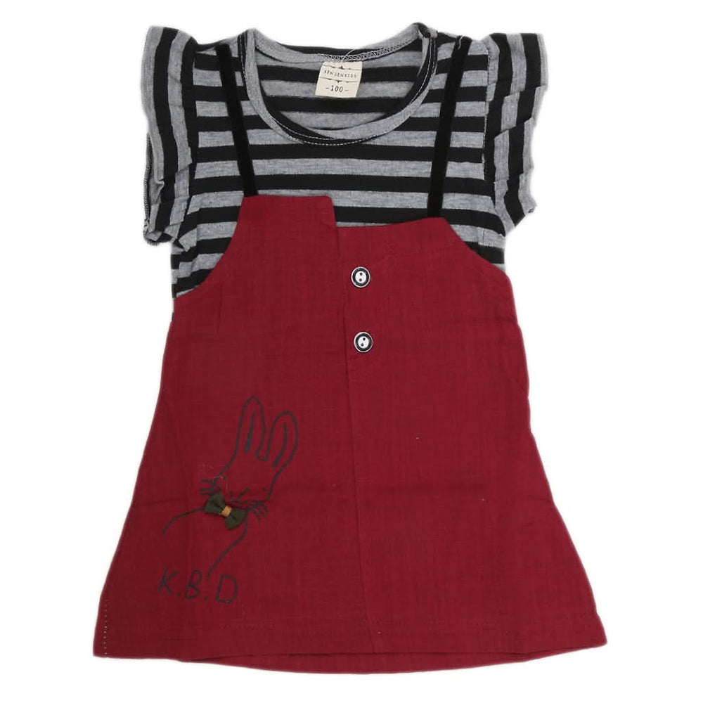 Newborn Girls Frock - Maroon, Kids, NB Girls Frocks, Chase Value, Chase Value