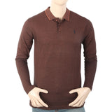 Men's Full Sleeves Polo T-Shirt - Brown, Men, T-Shirts And Polos, Chase Value, Chase Value