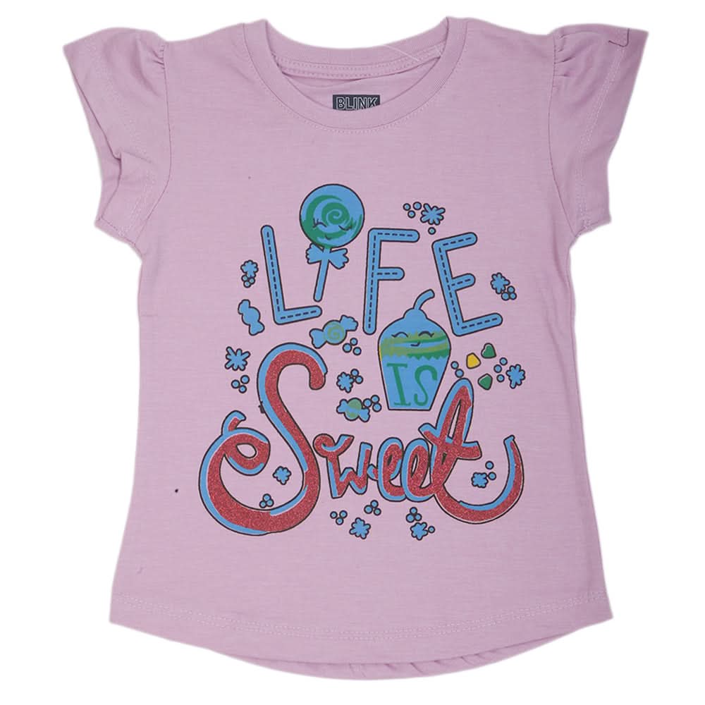 Girls Printed Half Sleeves T-Shirt 4686 - Light Purple, Kids, Girls T-Shirts, Chase Value, Chase Value