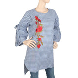 Women's Embroidered Stripe With Front Bottom Cut - Dark Blue, Women, Ready Kurtis, Chase Value, Chase Value