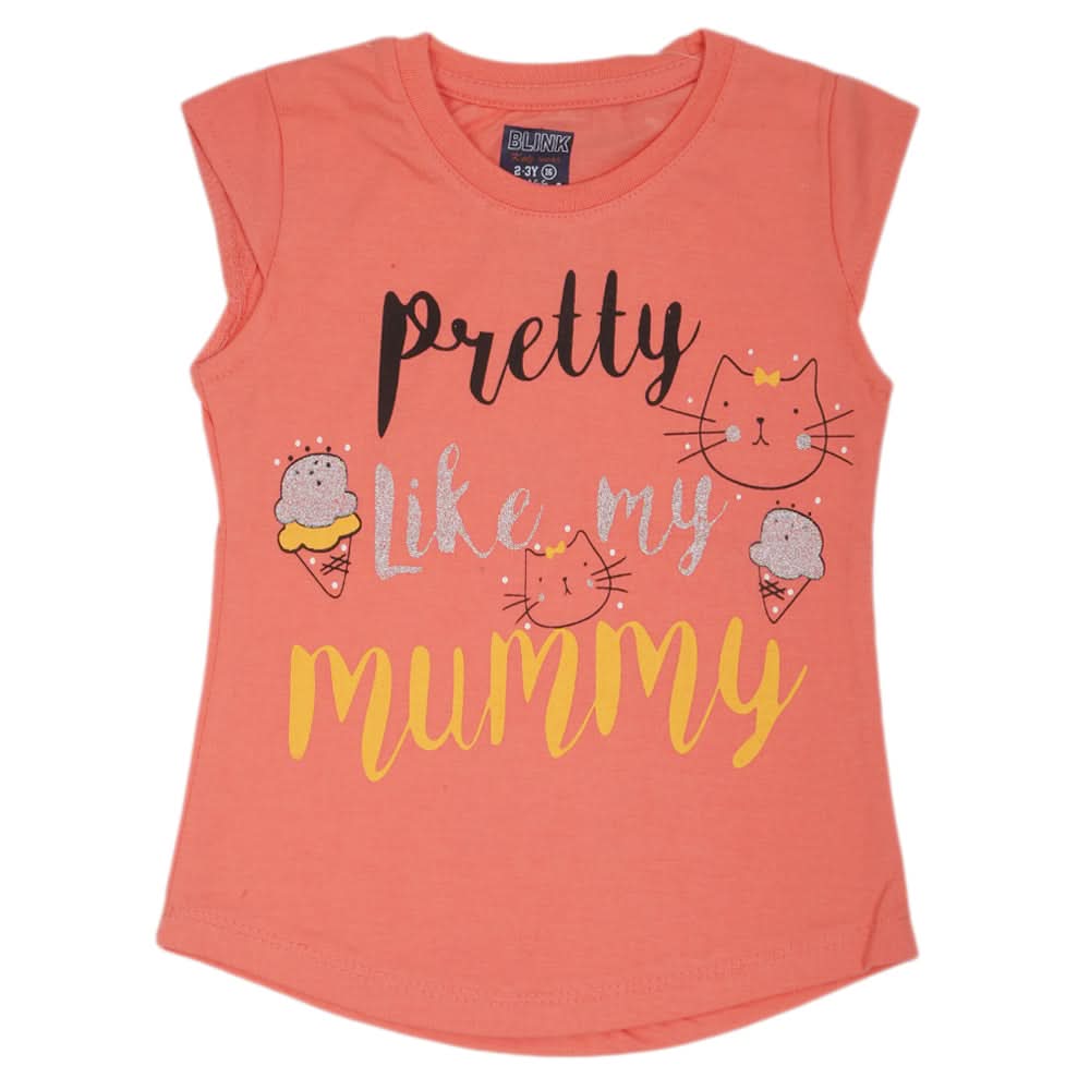 Girls Printed Half Sleeves T-Shirt 4701 - Pink, Kids, Girls T-Shirts, Chase Value, Chase Value