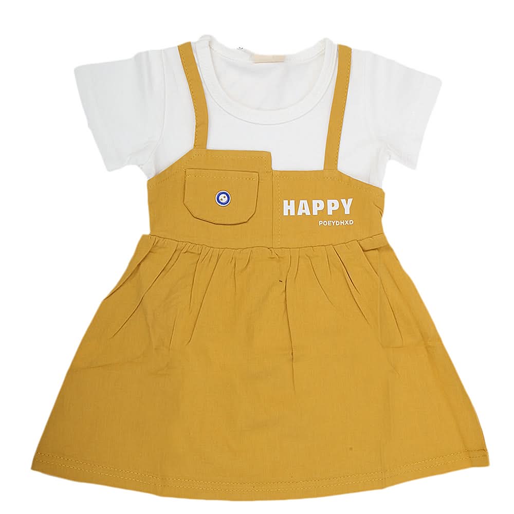 Newborn Girls Frock - Mustard, Kids, NB Girls Frocks, Chase Value, Chase Value