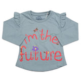 Girls Full Sleeves Jersey T-Shirt - Steel Blue, Kids, Girls T-Shirts, Chase Value, Chase Value