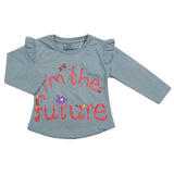 Girls Full Sleeves Jersey T-Shirt - Steel Blue, Kids, Girls T-Shirts, Chase Value, Chase Value
