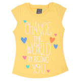 Girls Printed Half Sleeves T-Shirt 4700 - Lemon, Kids, Girls T-Shirts, Chase Value, Chase Value