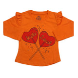 Girls Full Sleeves Jersey T-Shirt - Orange, Kids, Girls T-Shirts, Chase Value, Chase Value