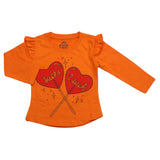 Girls Full Sleeves Jersey T-Shirt - Orange, Kids, Girls T-Shirts, Chase Value, Chase Value