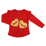 Girls Full Sleeves Jersey T-Shirt - Red, Kids, Girls T-Shirts, Chase Value, Chase Value