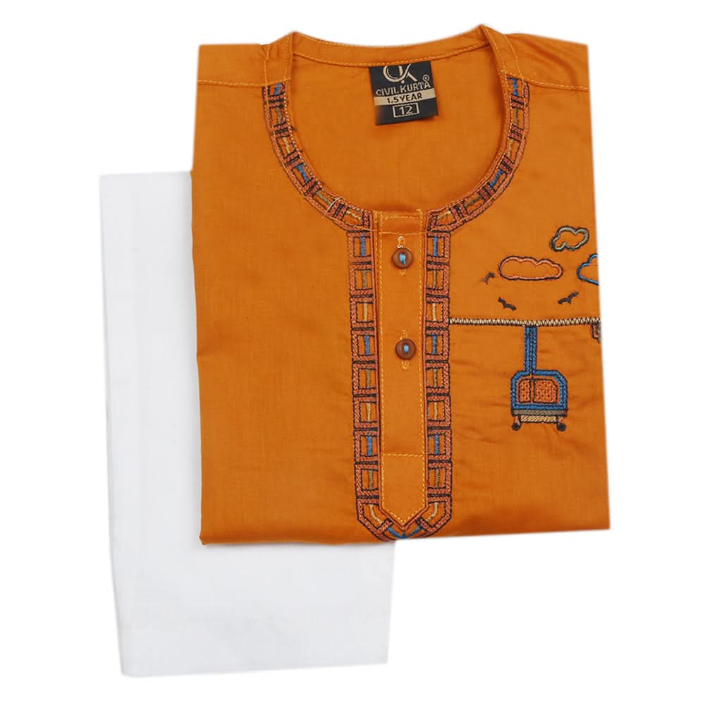 Newborn Boys Shalwar Suit - Mustard, Kids, New Born Boys Sets And Suits, Chase Value, Chase Value