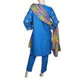 Women's Emb 3 PC Suit - Blue, Women, Shalwar Suits, Chase Value, Chase Value