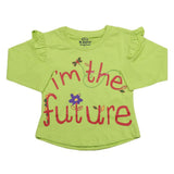 Girls Full Sleeves Jersey T-Shirt - Light Green, Kids, Girls T-Shirts, Chase Value, Chase Value