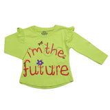 Girls Full Sleeves Jersey T-Shirt - Light Green, Kids, Girls T-Shirts, Chase Value, Chase Value