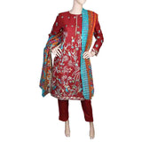Women's Embroidered 3 Piece Suit - Maroon, Women, Shalwar Suits, Chase Value, Chase Value