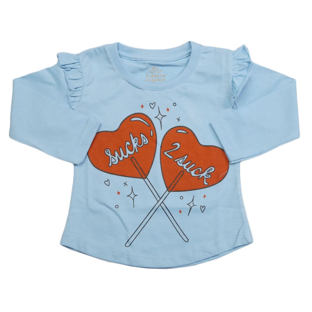 Girls Full Sleeves Jersey T-Shirt - Blue, Kids, Girls T-Shirts, Chase Value, Chase Value