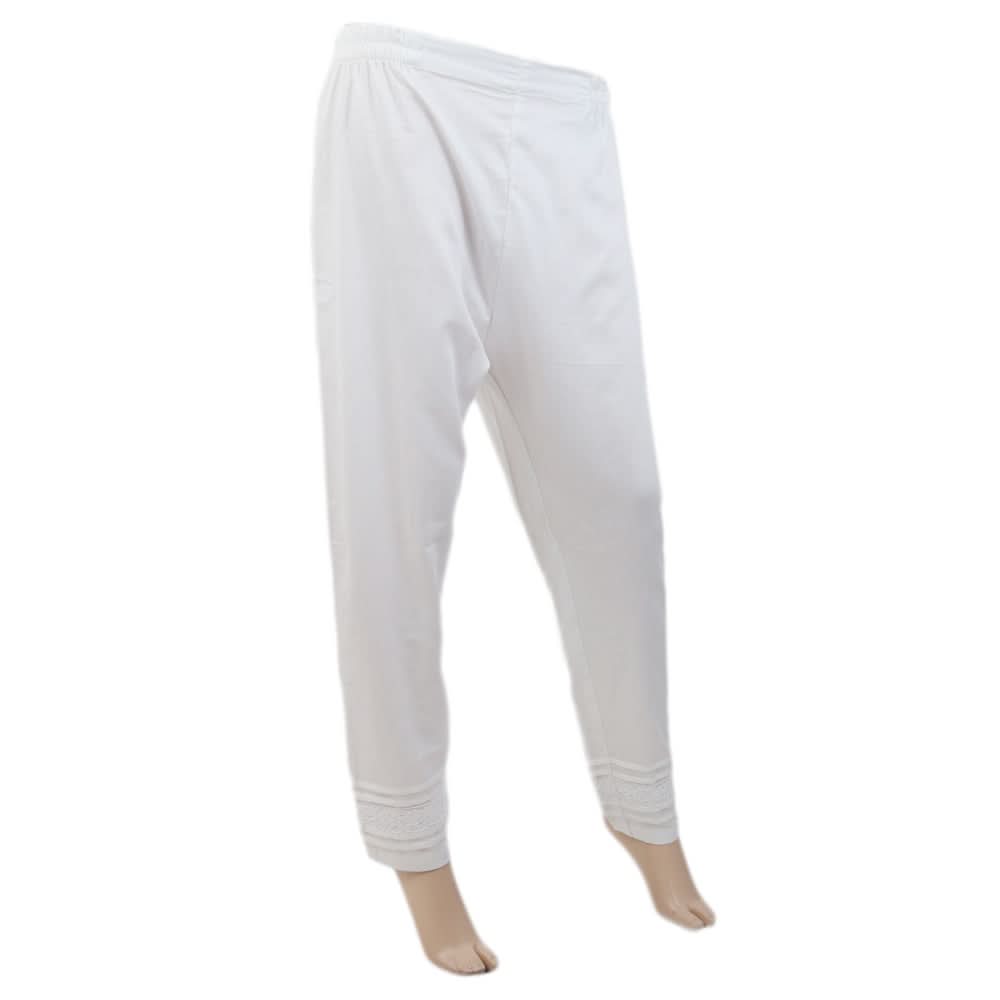 Women's Trouser With Plates & Lace - White, Women, Pants & Tights, Chase Value, Chase Value