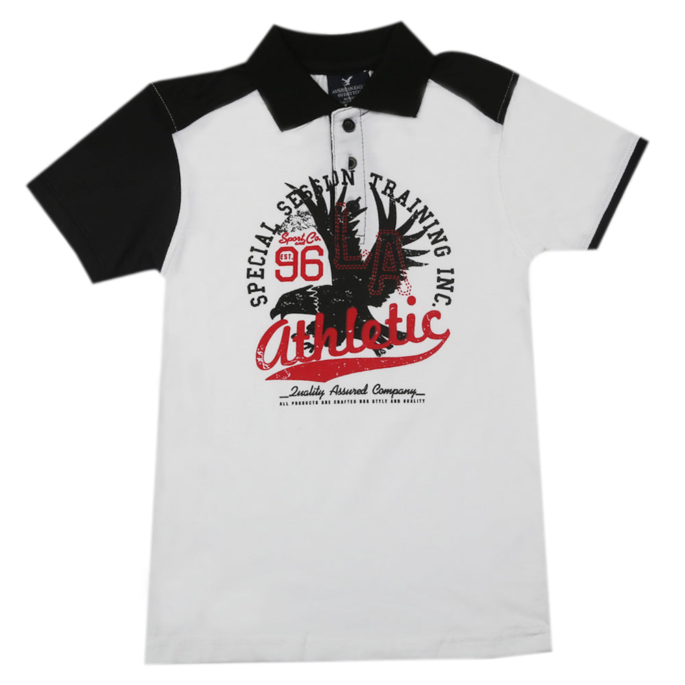 Boys Half Sleeves Polo T-Shirt - White, Boys T-Shirts, Chase Value, Chase Value