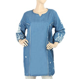 Women's Embroidered Denim Kurti - Blue, Women, Ready Kurtis, Chase Value, Chase Value