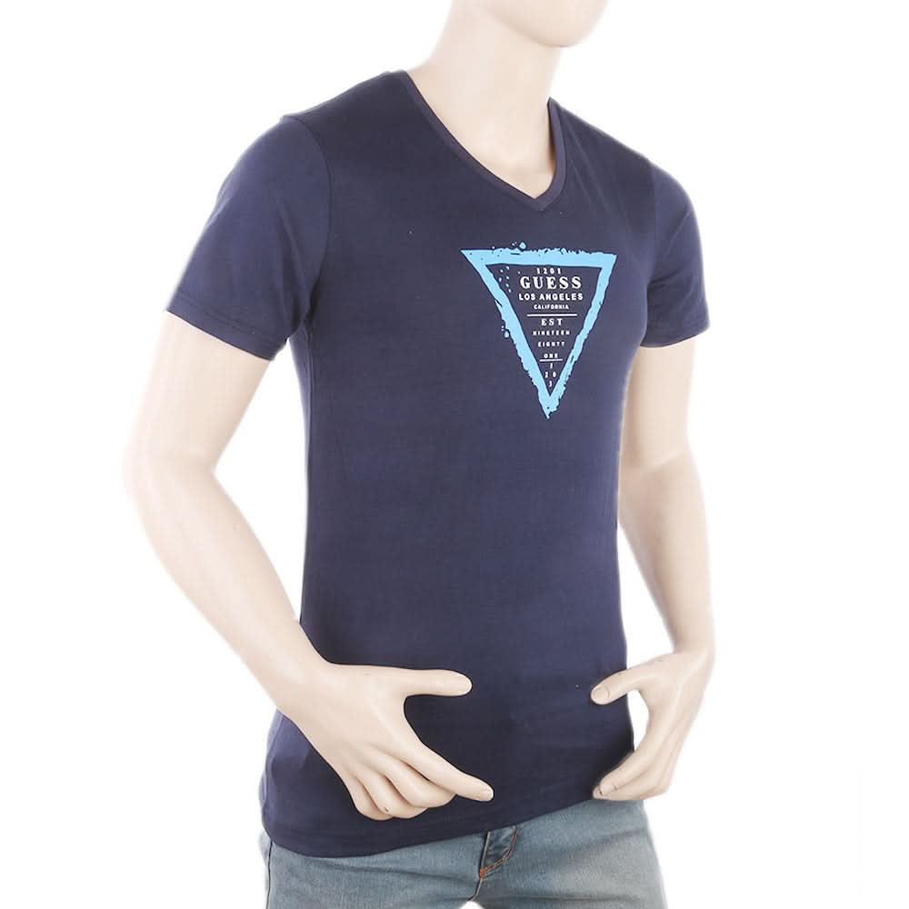 Men's Round Neck Half Sleeves T-Shirt - Navy Blue, Men, T-Shirts And Polos, Chase Value, Chase Value