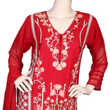 Women's Fancy Embroidered 3 Piece Suit - Red, Women, Shalwar Suits, Chase Value, Chase Value