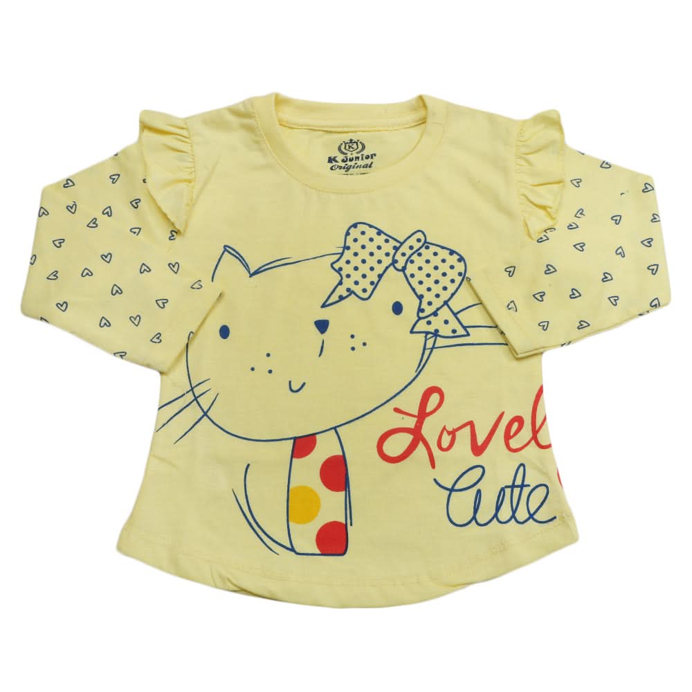 Girls Full Sleeves Jersey T-Shirt - Yellow, Kids, Girls T-Shirts, Chase Value, Chase Value