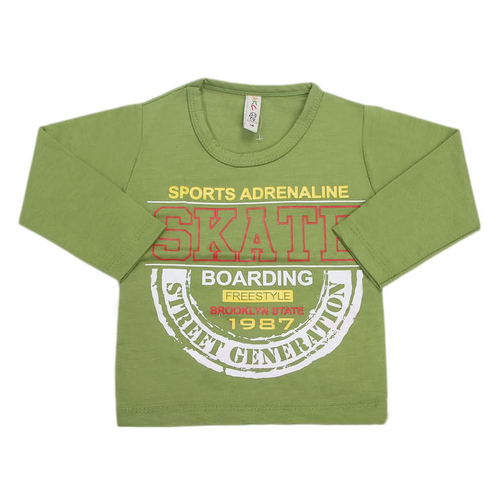 Boys Full Sleeves T-Shirt 8736 - Green, Kids, Boys T-Shirts, Chase Value, Chase Value