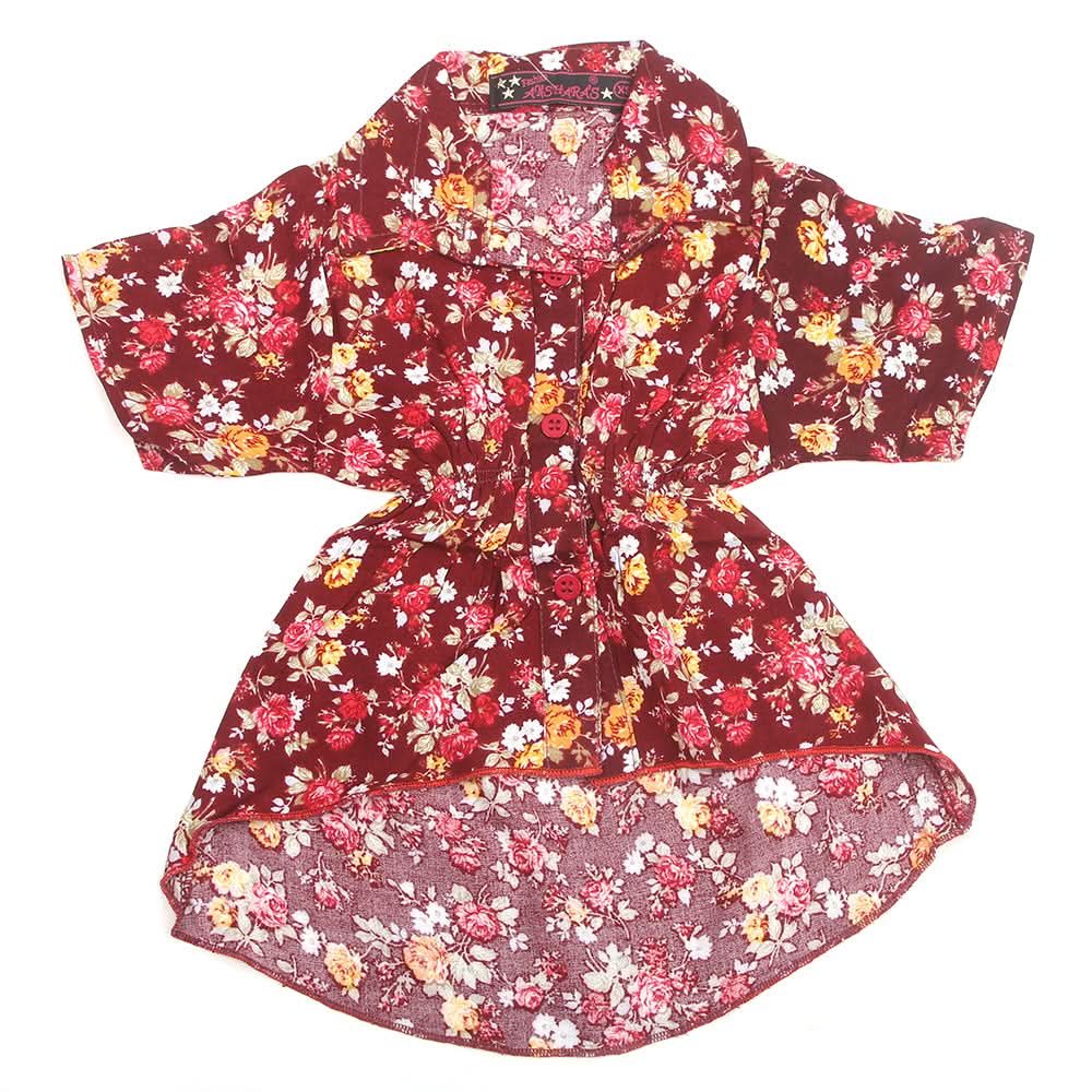 Girls Woven Half Sleeves Top - Maroon, Kids, Tops, Chase Value, Chase Value