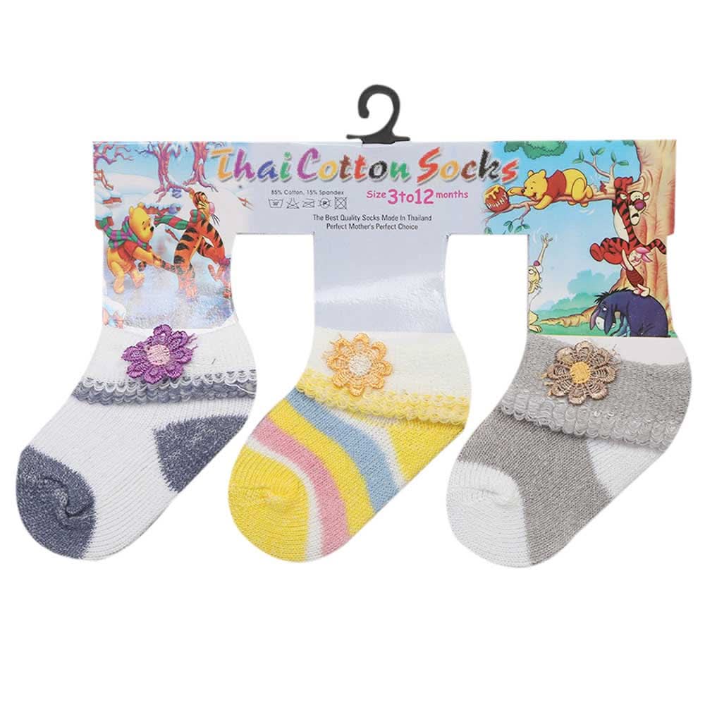 Newborn Socks Pack Of 3 - KK, Newborn Caps, Shoes & Socks, Chase Value, Chase Value