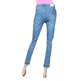 Women's Denim Pant With Emb - Light Blue, Women, Pants & Tights, Chase Value, Chase Value