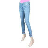 Women's Denim Pant With Emb - Light Blue, Women, Pants & Tights, Chase Value, Chase Value