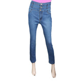 Women's Denim High Waist pant - Mid Blue, Women, Pants & Tights, Chase Value, Chase Value
