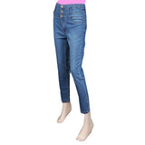 Women's Denim High Waist pant - Mid Blue, Women, Pants & Tights, Chase Value, Chase Value