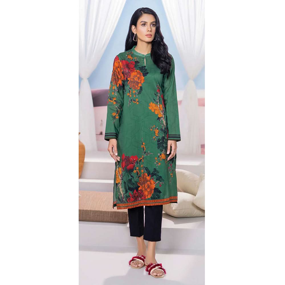 LimeLight Summer 1Pcs Unstitched Kurti - Dark Green, Women, Unstitched Kurti, Limelight, Chase Value