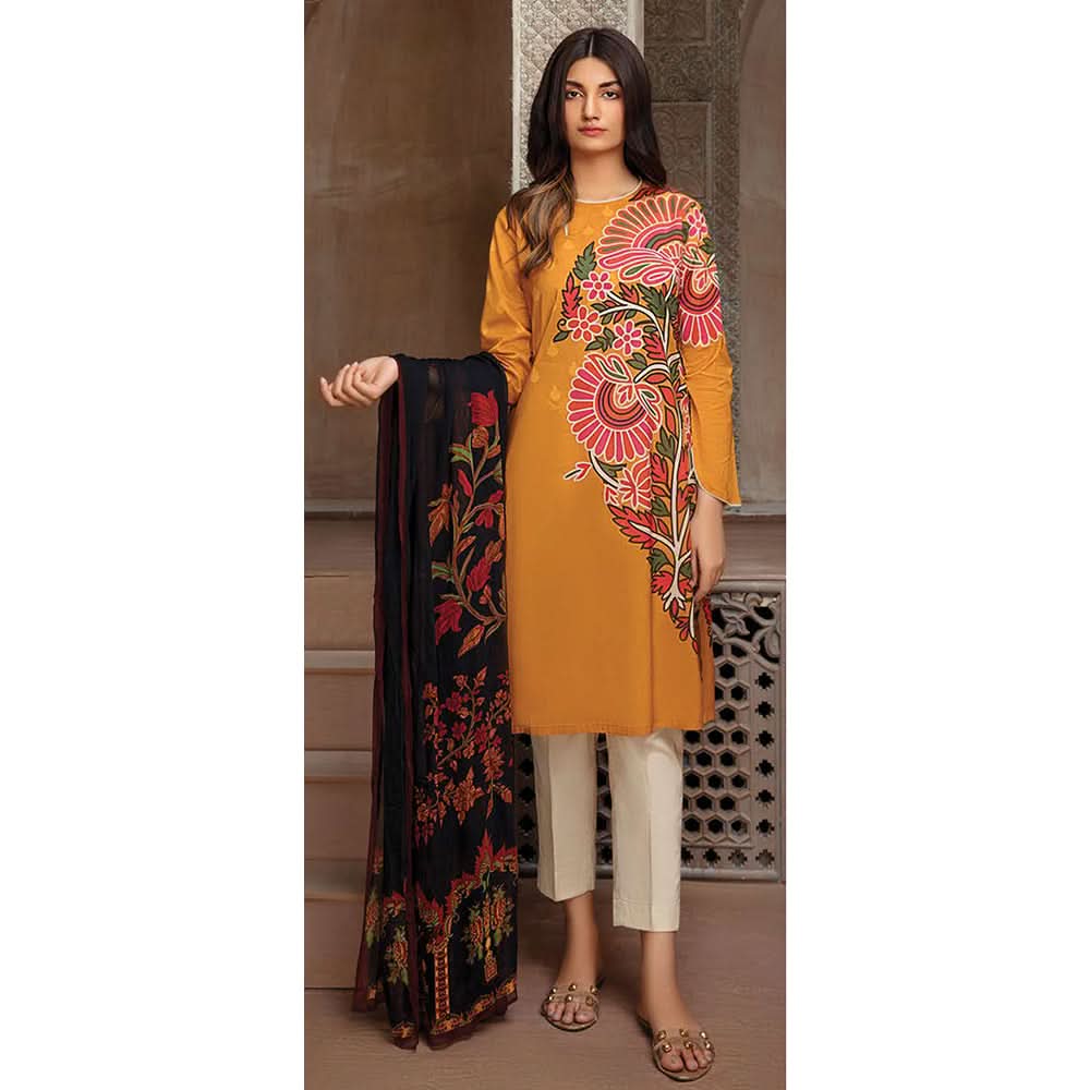LimeLight Summer 2Pcs Unstitched Suit - Yellow, Women, 2Pcs Shalwar Suit, Limelight, Chase Value