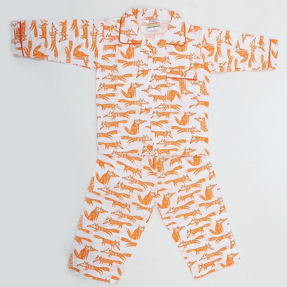 Boys Full Sleeves Night Suit - Orange, Kids, Boys Sets And Suits, Chase Value, Chase Value
