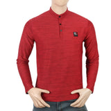 Men's Full Sleeves Round Neck Lycra Printed T-Shirt - Maroon, Men, T-Shirts And Polos, Chase Value, Chase Value