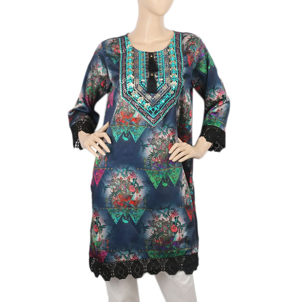 Women's Digital Printed Kurti - Navy Blue, Women, Ready Kurtis, Chase Value, Chase Value