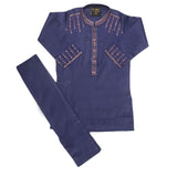 Boys Embroidered Kurta Shalwar Suit - Navy Blue, Kids, Boys Shalwar Kameez, Chase Value, Chase Value